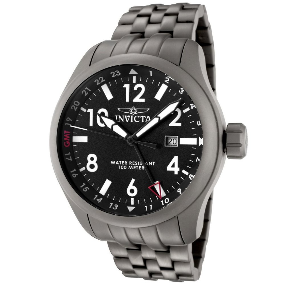 Invicta Black/Matte-Gray Steel Watch+NEW BATTERIES